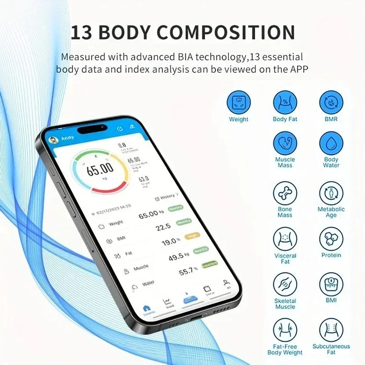 Balança Digital Inteligente com Bluetooth – Mede Peso, Gordura Corporal e Muito Mais