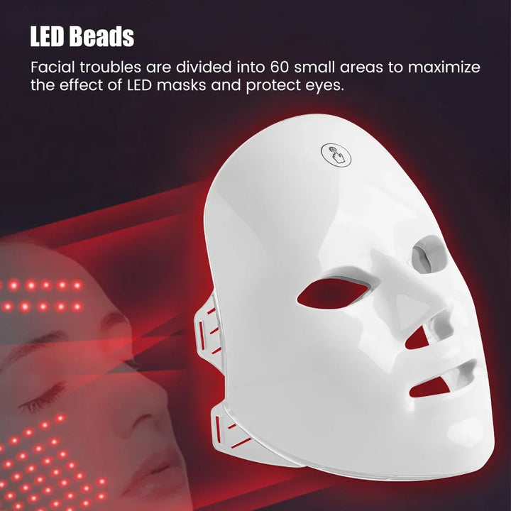 Máscara Facial LED Recarregável 7 Cores – Rejuvenescimento e Lifting