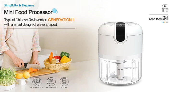 Mini Processador Elétrico Portátil 250ml