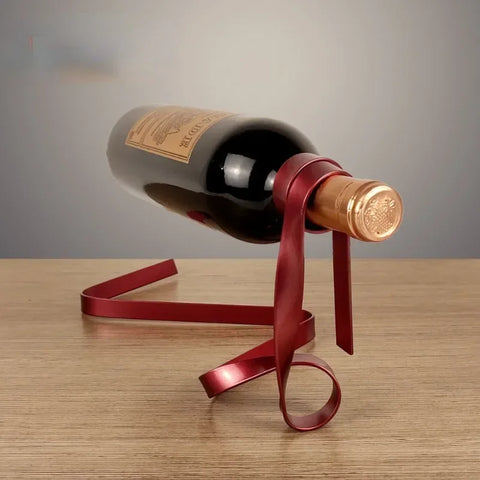Suporte Criativo para Garrafa de Vinho Flutuante com Fita Colorida