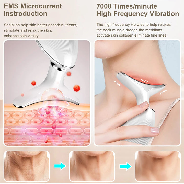 Massajador Facial EMS Microcorrente com Terapia LED