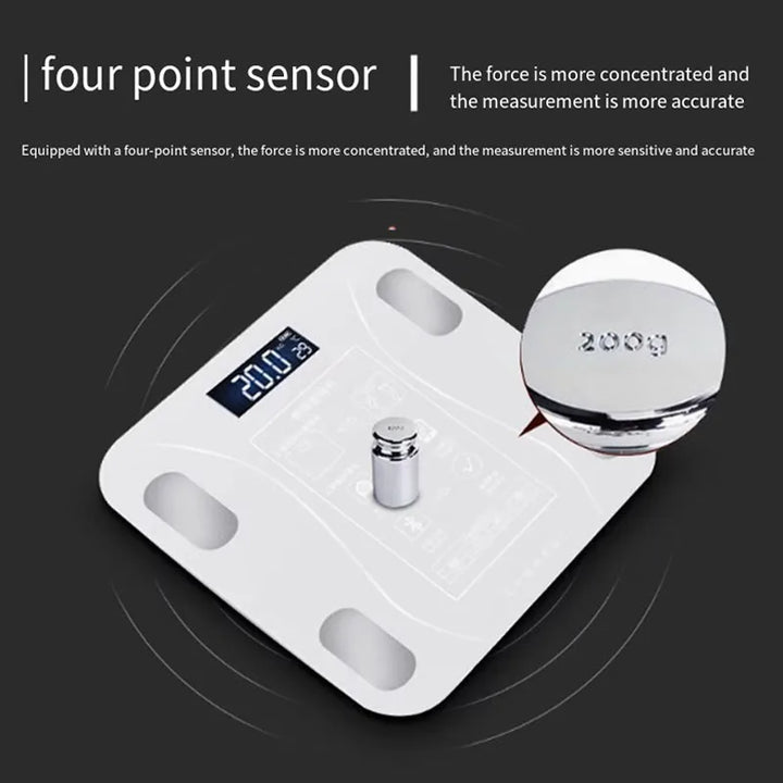 Balança Digital Inteligente com Bluetooth – Mede Peso, Gordura Corporal e Muito Mais