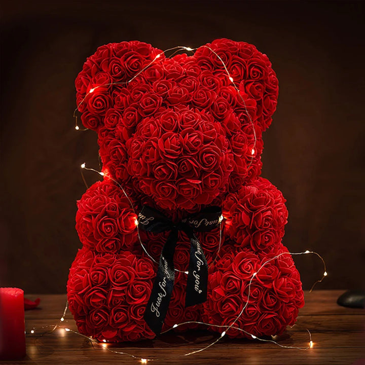 Urso Rosa Encantado com Luzes