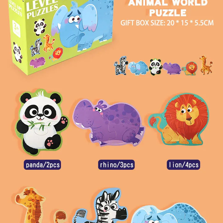 Puzzle de Madeira Animais Felizes – Jogo Educativo para Crianças
