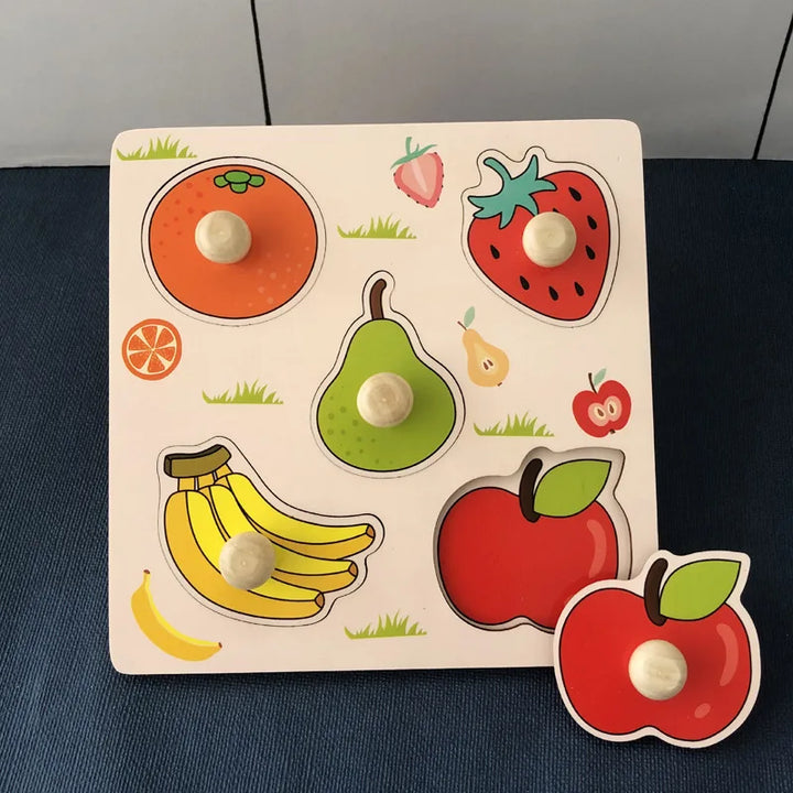 Blocos de Encaixe Montessori em Madeira – Jogo Educativo de Formas e Cores