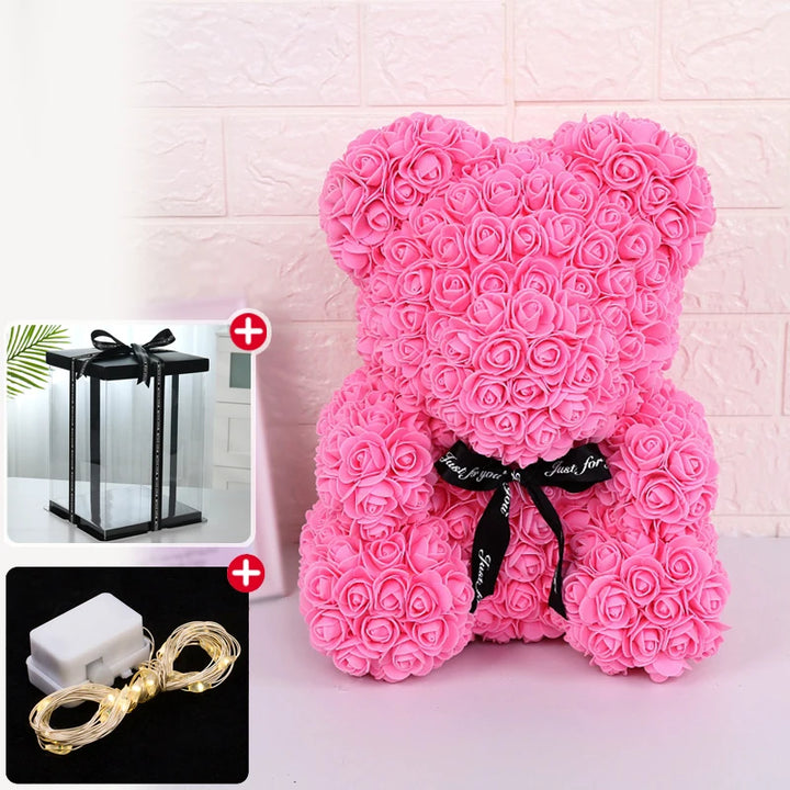 Urso Rosa Encantado com Luzes