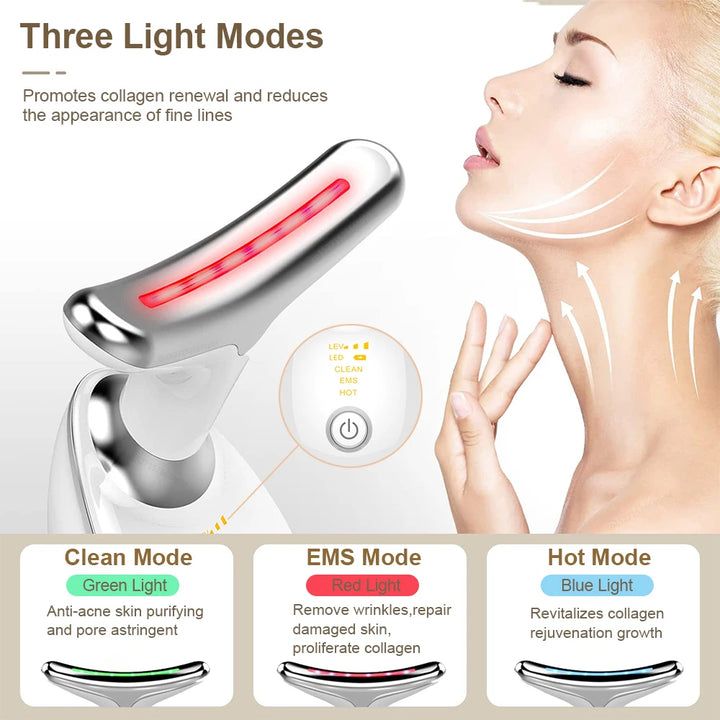 Massajador Facial EMS Microcorrente com Terapia LED