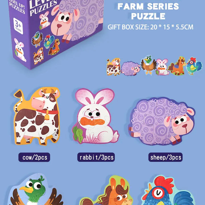 Puzzle de Madeira Animais Felizes – Jogo Educativo para Crianças