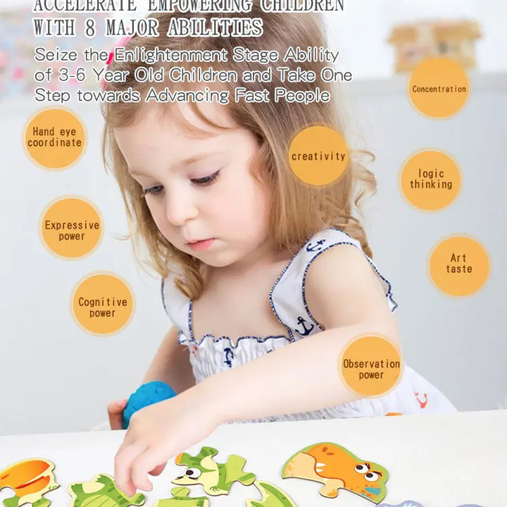 Puzzle de Madeira Animais Felizes – Jogo Educativo para Crianças