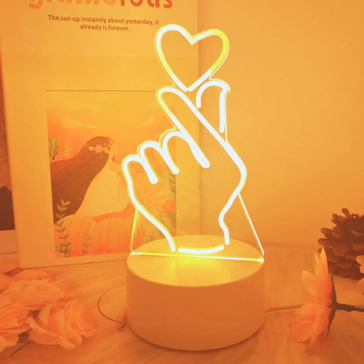 Candeeiro 3D Finger Heart