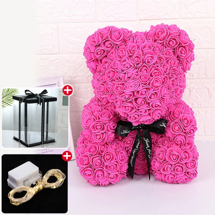 Urso Rosa Encantado com Luzes