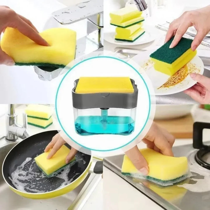 Dispensador de Detergente 2 em 1 com Suporte de Esponja