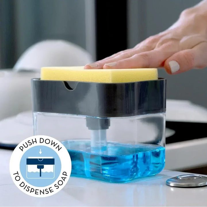 Dispensador de Detergente 2 em 1 com Suporte de Esponja