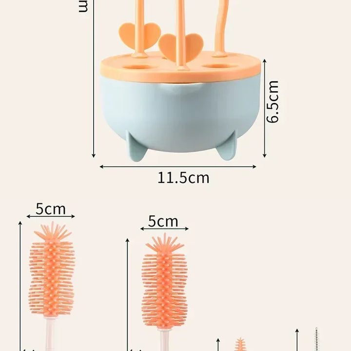 Escova de Silicone para Bibeirão de Bebé com Cabo Longo