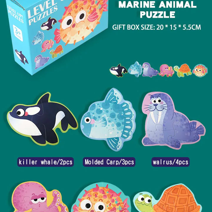 Puzzle de Madeira Animais Felizes – Jogo Educativo para Crianças