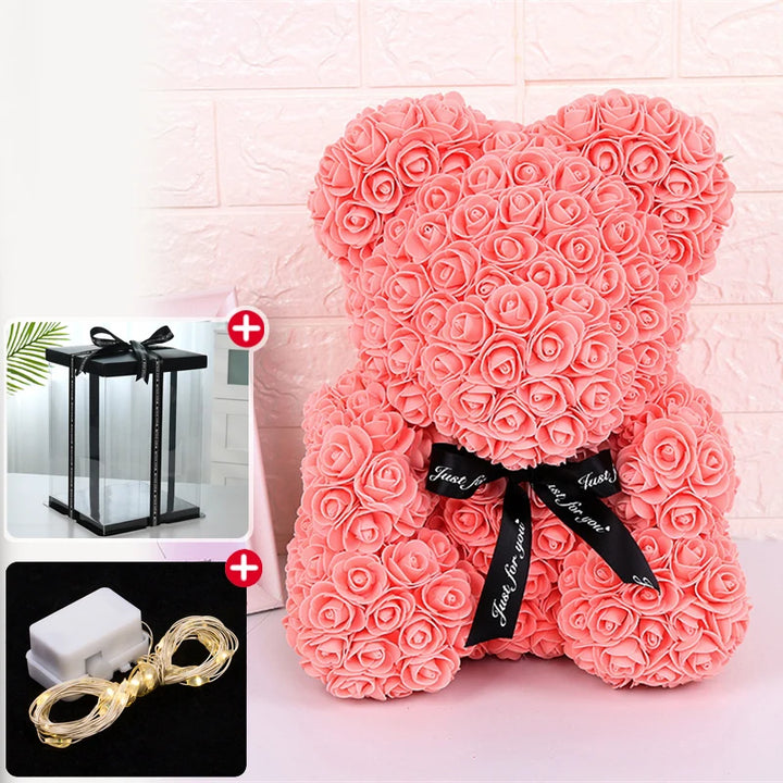 Urso Rosa Encantado com Luzes