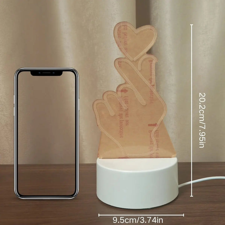 Candeeiro 3D Finger Heart