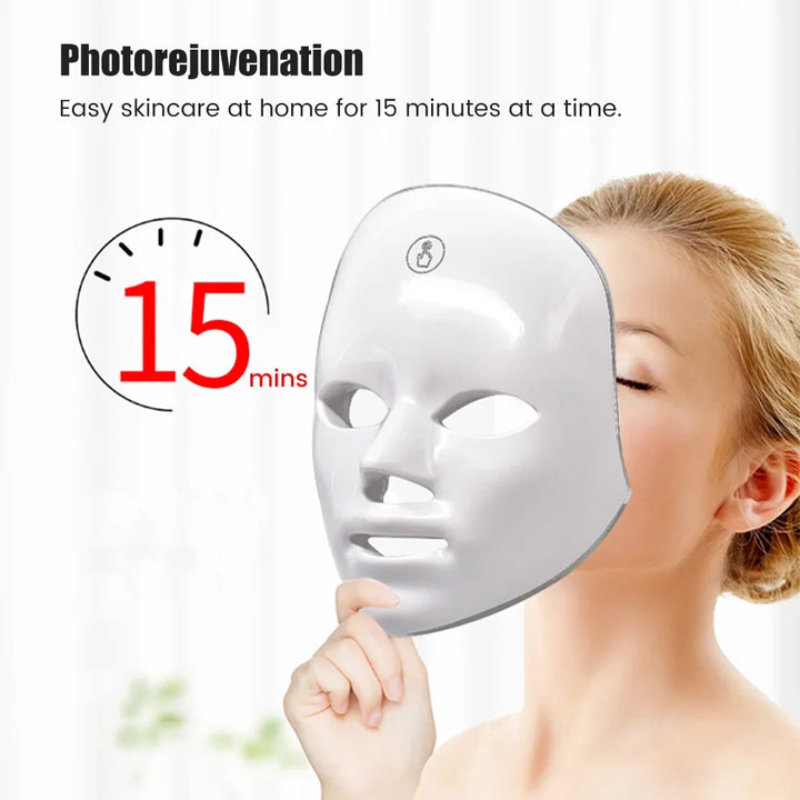 Máscara Facial LED Recarregável 7 Cores – Rejuvenescimento e Lifting